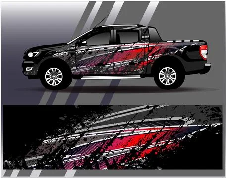 Car wrap design vector.Graphic abstract stripe racing background designs Stock Illustration