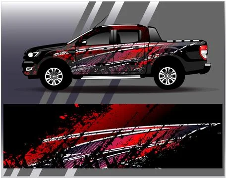 Car wrap design vector.Graphic abstract stripe racing background designs Illustrazione stock