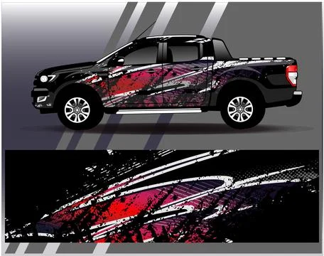 Car wrap design vector.Graphic abstract stripe racing background designs Stock Illustration