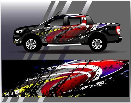 Car wrap design vector.Graphic abstract stripe racing background designs Illustrazione stock