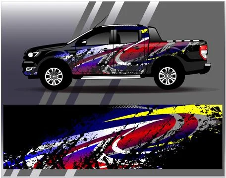 Car wrap design vector.Graphic abstract stripe racing background designs Stock Illustration