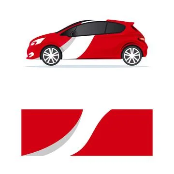 Car wrap with split rectangular pattern with red design Stock Illustration