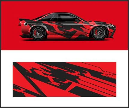 Car wrap with Vector 3m vinyl wrap and Vector car mockups Stock-Illustration