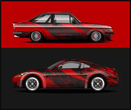 Car wrap with Vector 3m vinyl wrap and Vector car mockups Stock-Illustration
