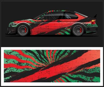 Car wrap with Vector 3m vinyl wrap and Vector car mockups Stock Illustration