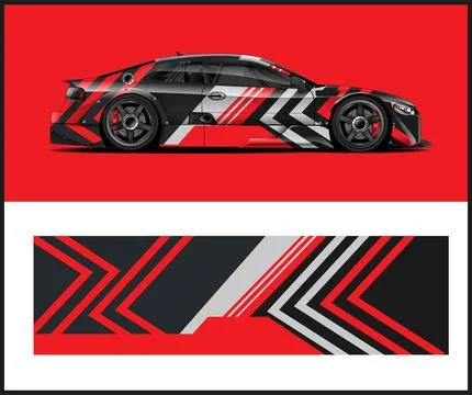 Car wrap with Vector 3m vinyl wrap and Vector car mockups Stock Illustration