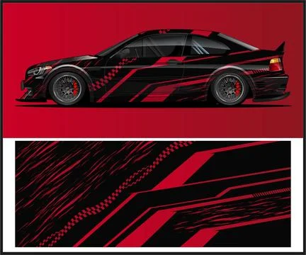 Car wrap with Vector 3m vinyl wrap and Vector car mockups Stock Illustration