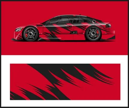 Car wrap with Vector 3m vinyl wrap and Vector car mockups Stock Illustration