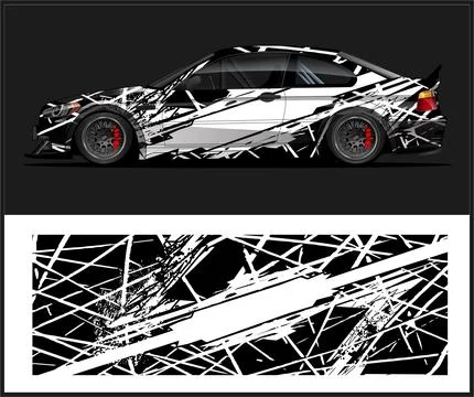 Car wrap with Vector 3m vinyl wrap and Vector car mockups Stock Illustration