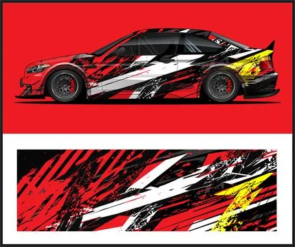 Car wrap with Vector 3m vinyl wrap and Vector car mockups Stock Illustration