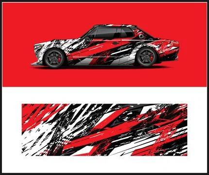 Car wrap with Vector 3m vinyl wrap and Vector car mockups Stock Illustration