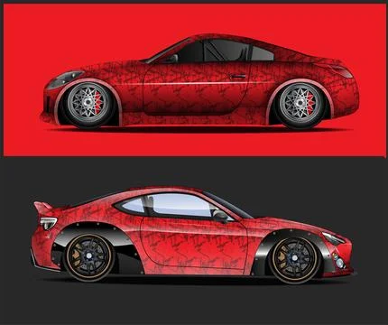Car wrap with Vector 3m vinyl wrap and Vector car mockups Stock-Illustration