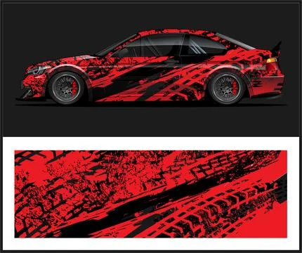 Car wrap with Vector 3m vinyl wrap and Vector car mockups Stock Illustration