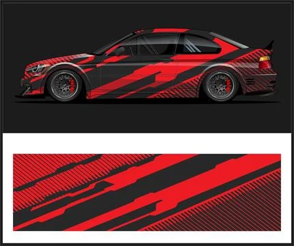 Car wrap with Vector 3m vinyl wrap and Vector car mockups Stock Illustration