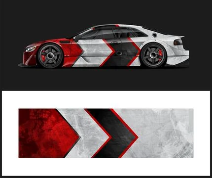 Car wrap with Vector 3m vinyl wrap and Vector car mockups Stock Illustration