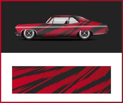 Car wrap with Vector 3m vinyl wrap and Vector car mockups Stock Illustration