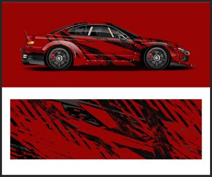 Car wrap with Vector 3m vinyl wrap and Vector car mockups Stock Illustration