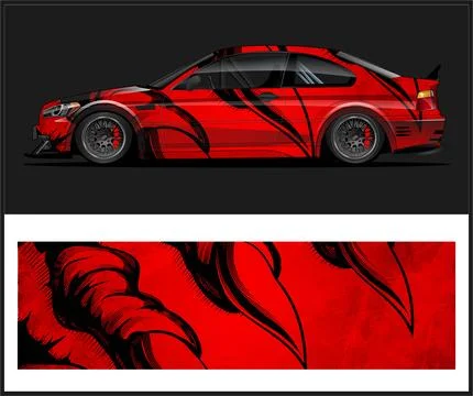 Car wrap with Vector 3m vinyl wrap and Vector car mockups Stock Illustration