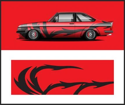 Car wrap with Vector 3m vinyl wrap and Vector car mockups Stock Illustration