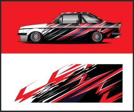 Car wrap with Vector 3m vinyl wrap and Vector car mockups Stock Illustration