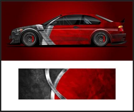 Car wrap with Vector 3m vinyl wrap and Vector car mockups Stock Illustration