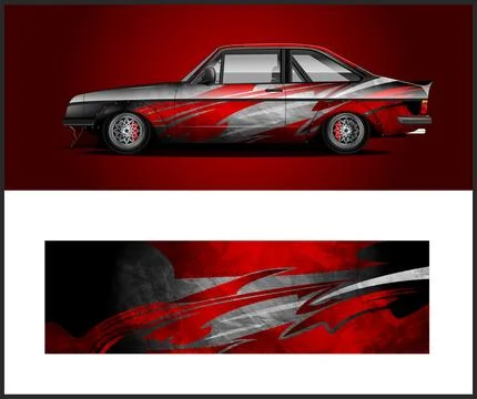Car wrap with Vector 3m vinyl wrap and Vector car mockups Stock Illustration