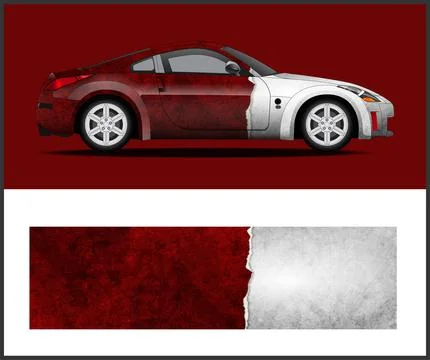 Car wrap with Vector 3m vinyl wrap and Vector car mockups Illustrazione stock