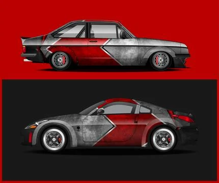 Car wrap with Vector 3m vinyl wrap and Vector car mockups Stock Illustration