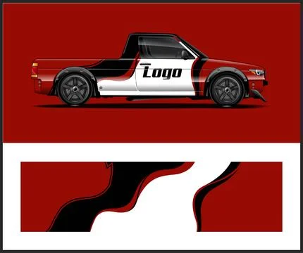 Car wrap with Vector 3m vinyl wrap and Vector car mockups Stock Illustration