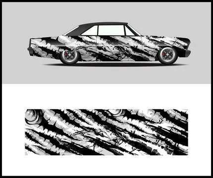 Car wrap with Vector 3m vinyl wrap and Vector car mockups Stock Illustration