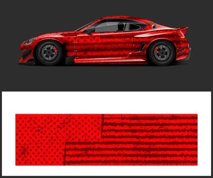 Car wrap with Vector 3m vinyl wrap and Vector car mockups Stock Illustration