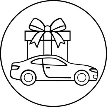 Car wrapped with gift bow ribbon icon Stock Illustration