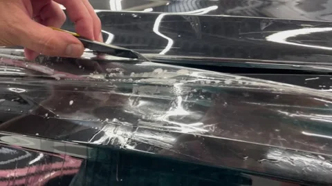 Car wrapping polyurethane film. Stock Footage 280174834