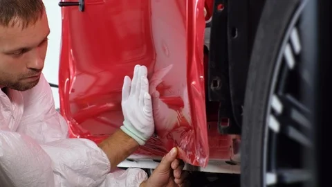 Car wrapping with vinyl Stock Footage 121418322