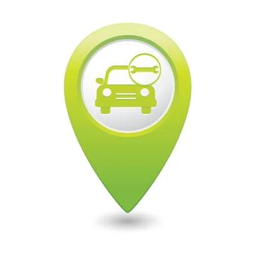 Car with wrench icon map pointer green Stock Illustration