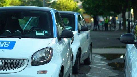 Car2go Carsharing Services at the Old Port of Montreal Stock Footage 116346974