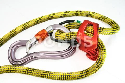 Carabiner with an atc Stock Photos