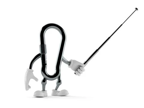Carabiner character aiming with pointer stick Stock Illustration