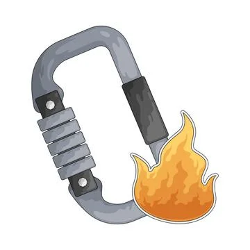Carabiner with flame illustration Stock Illustration
