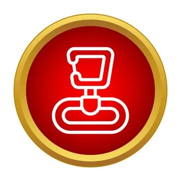 Carabiner hook icon on red circle background Stock Illustration