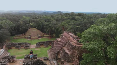 Caracol Mayan Temple in Belize Drone Video Shot, Aerial Footage Stock Footage 230789865