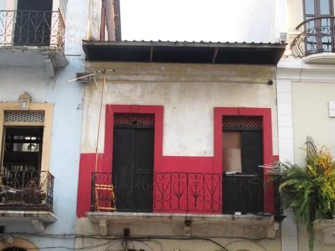Caraibic red  windows Stock Photos