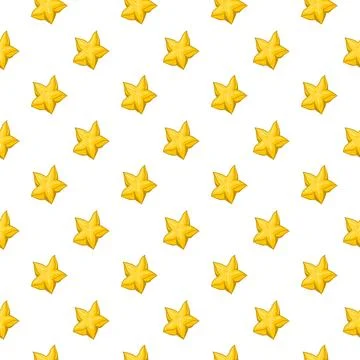 Carambola starfruit flat seamless pattern on white background. Stock Illustration
