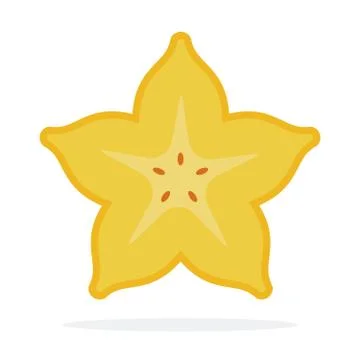 Carambola vector flat material design isolated object on white background. Stock Illustration