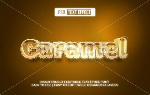 Caramel 3D Text Effect PSD Template