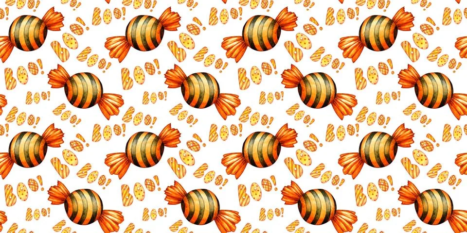 Caramel and text boo pattern watercolor Stock Illustration