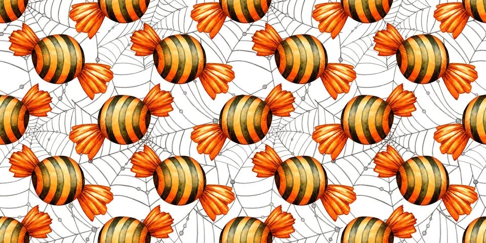 Caramel and web pattern watercolor Stock Illustration