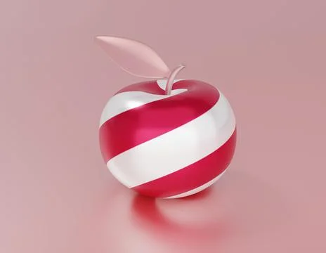 Caramel apple on pink background, 3d render Stock Illustration
