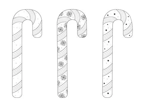 Caramel candy canes set Stock Illustration