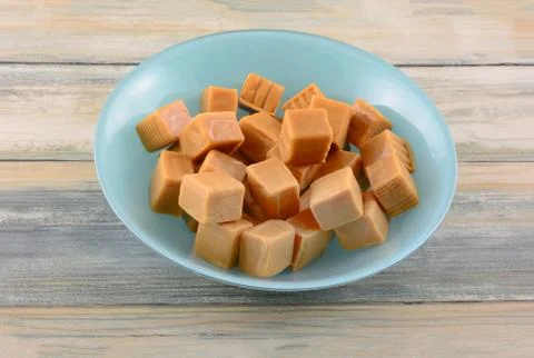 Caramel candy squares Stock Photos